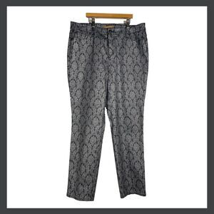 Ellen Tracy Silver Foil Print Jeans Metallic Pattern High Rise Pants Womens 14